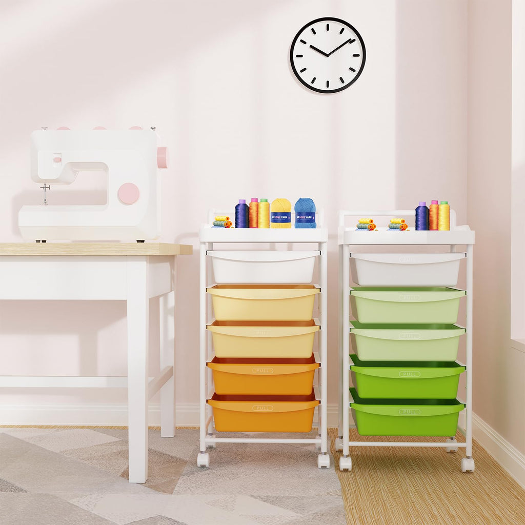 5 Drawers Plastic Rolling Storage Cart with Wheels G673017