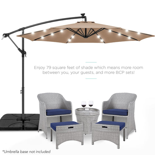 10ft Solar LED Offset Cantilever Patio Umbrella S3416