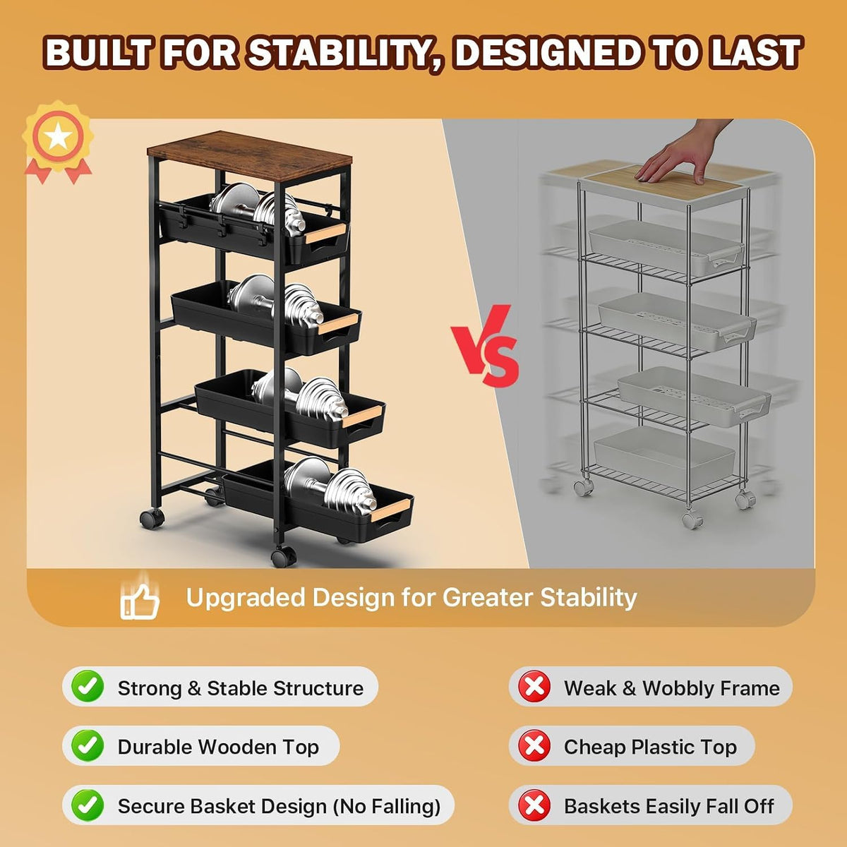 Slim Storage Cart with Wheels X253870