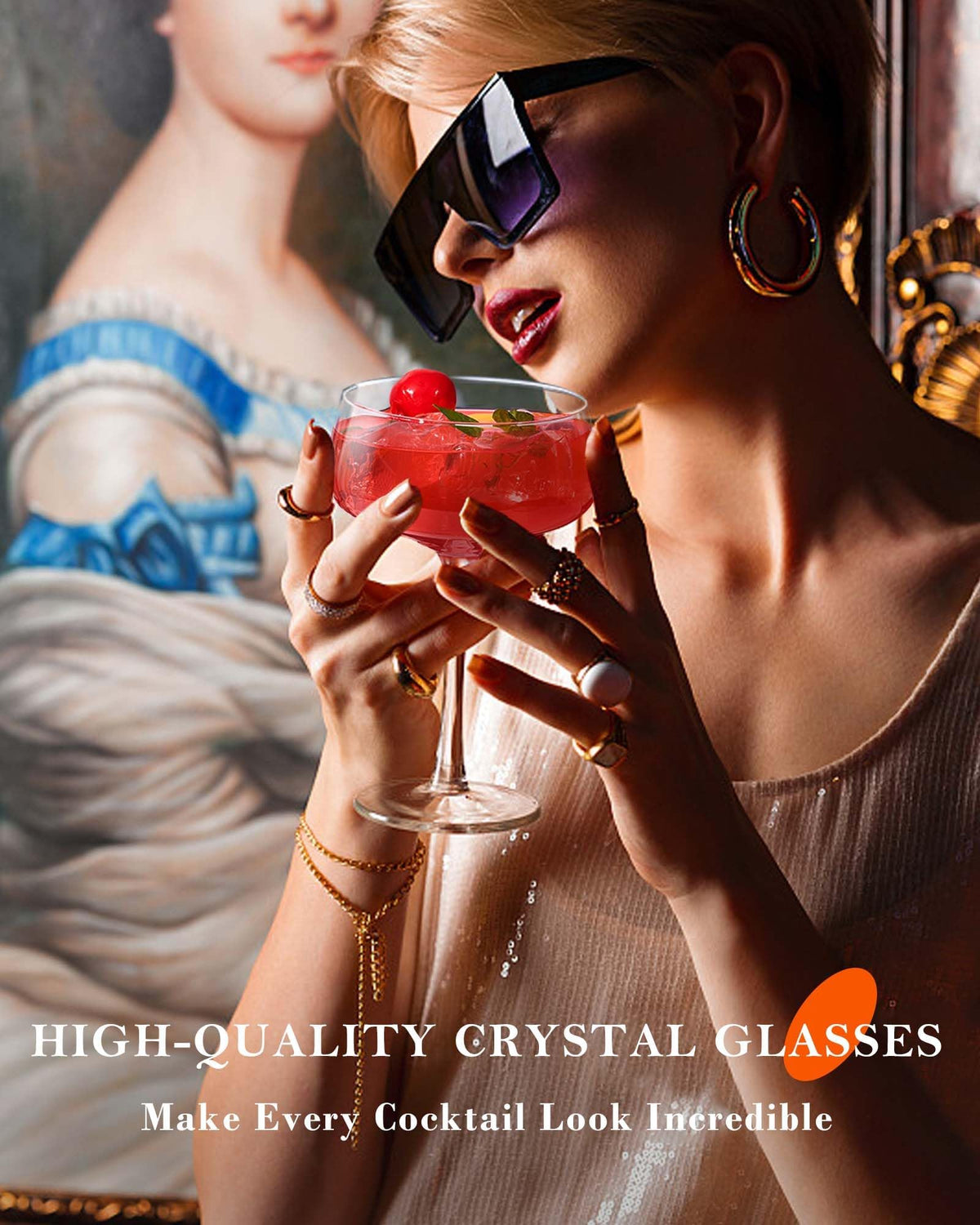 Crystal Coupe Glasses Set of 4, 10 Oz D800