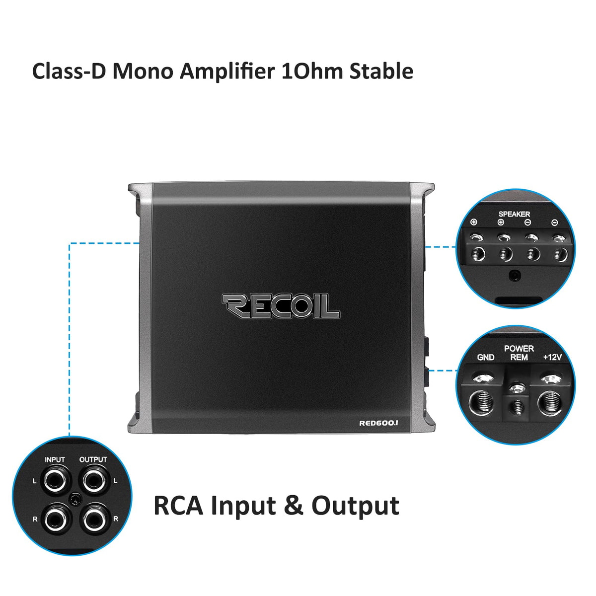 1320 Watts Class-D Car Audio Mono-Block Subwoofer Amplifier L164
