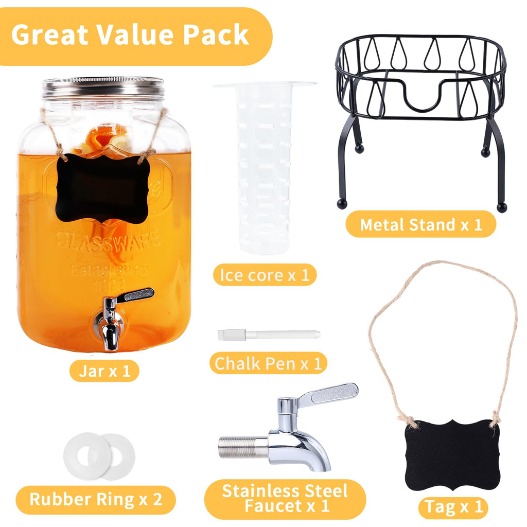 2 Gallon Glass Beverage Dispenser Jar H42067