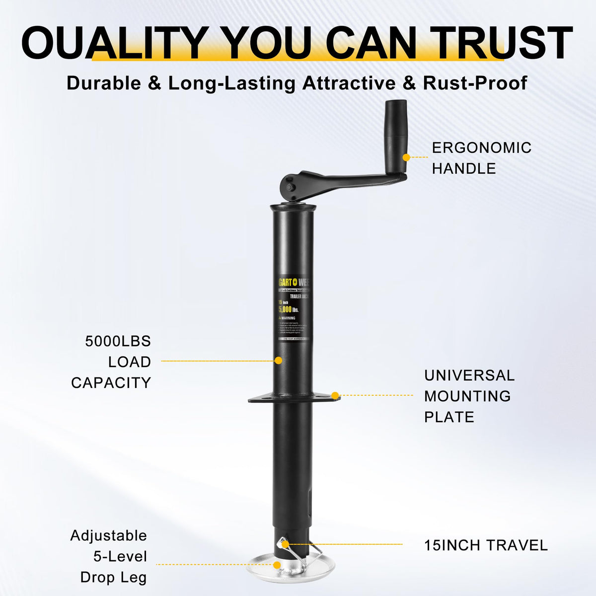 5000 lbs A-Frame Trailer Jack with Adjustable Drop Leg Y26252
