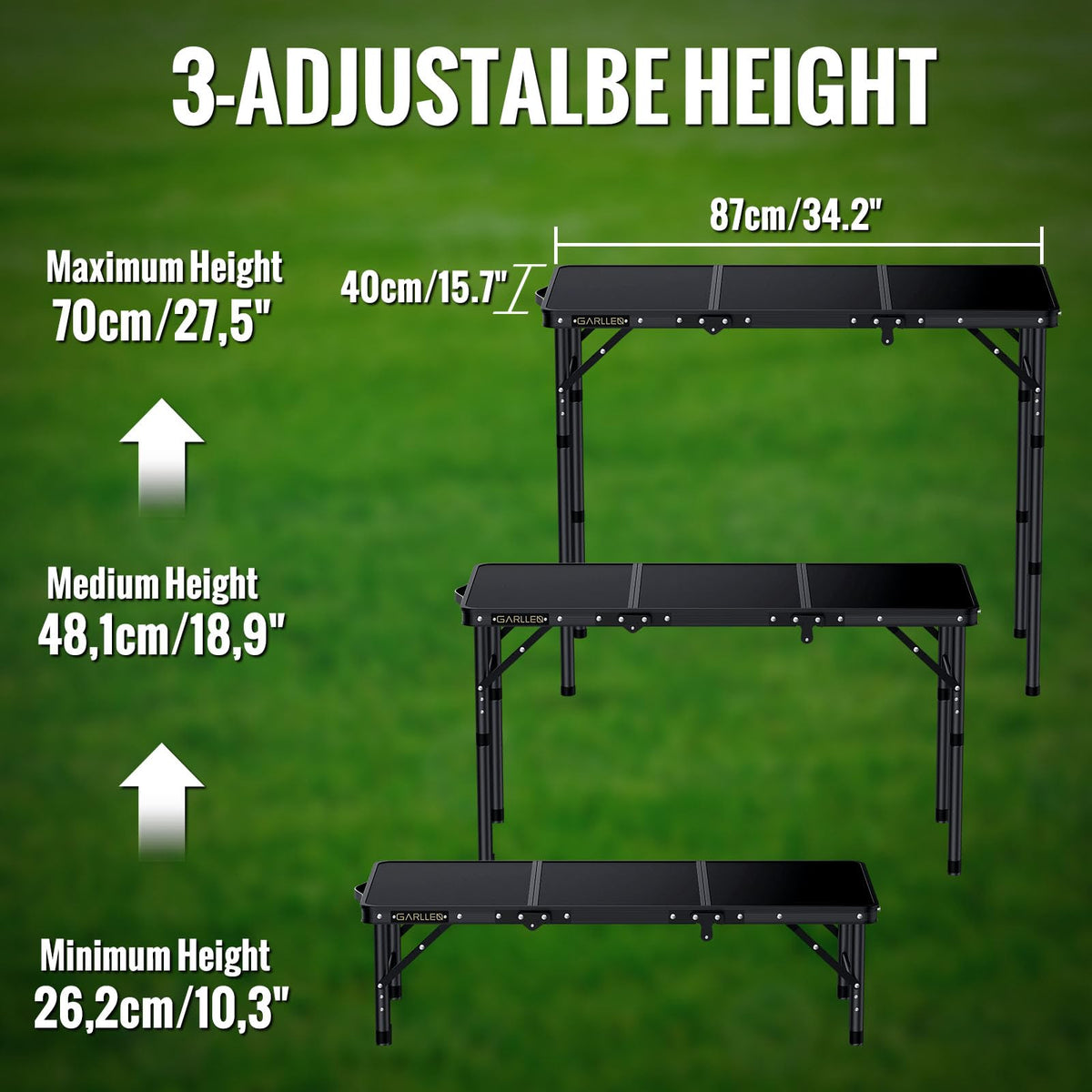 Folding Camping Table 3 Adjustable Height V235820