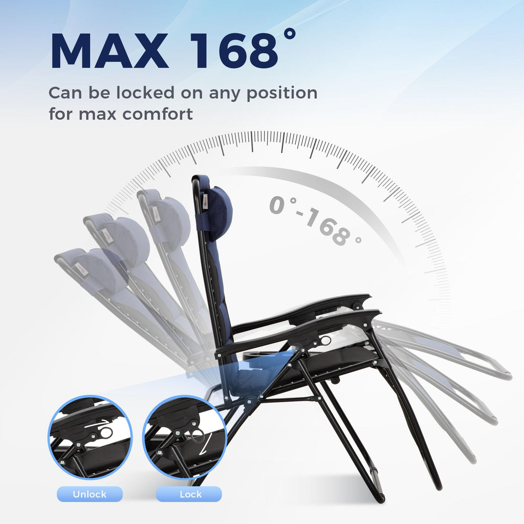 Foldable Zero Gravity Chair Set of 2 Blue X29869