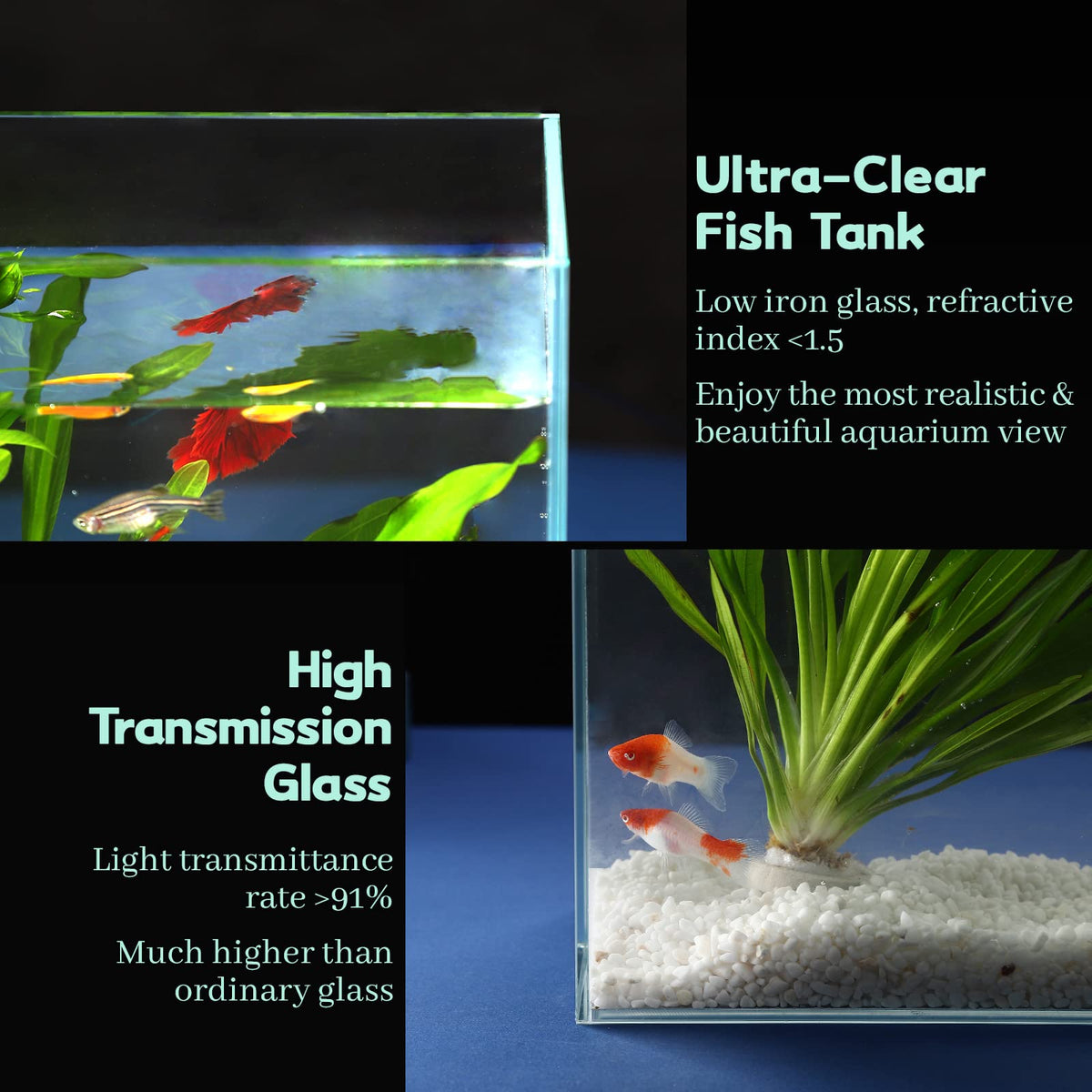 10 Gallon Ultra Clear Rimless Low Iron Glass Fish Tank O569831
