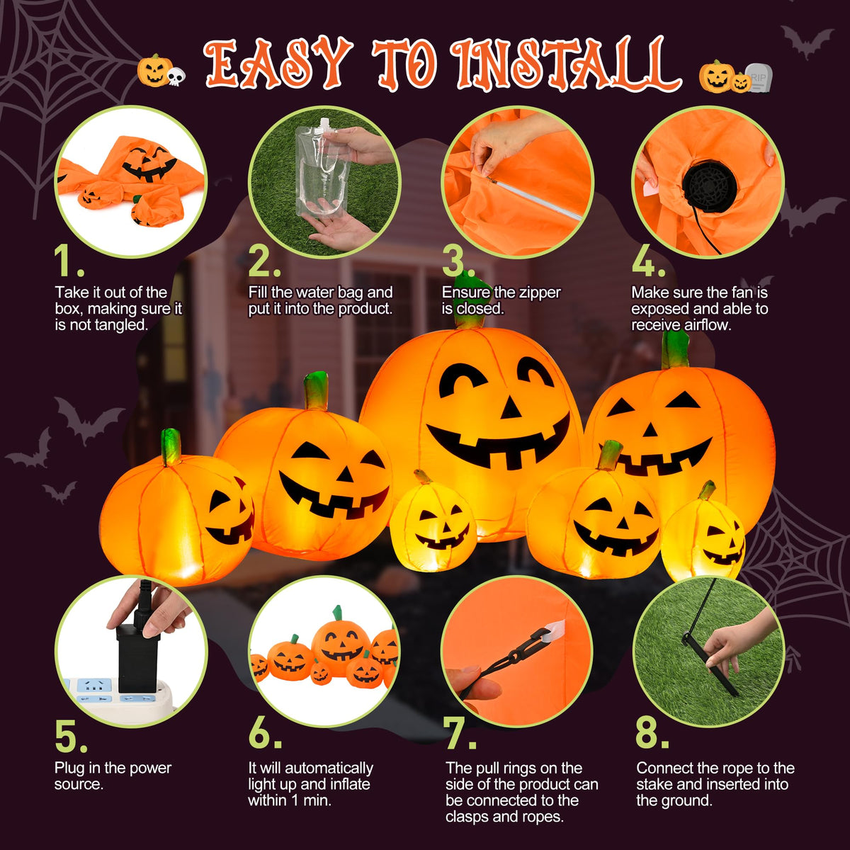7.5FT Halloween Inflatables Outdoor Decorations Pumpkin H62922