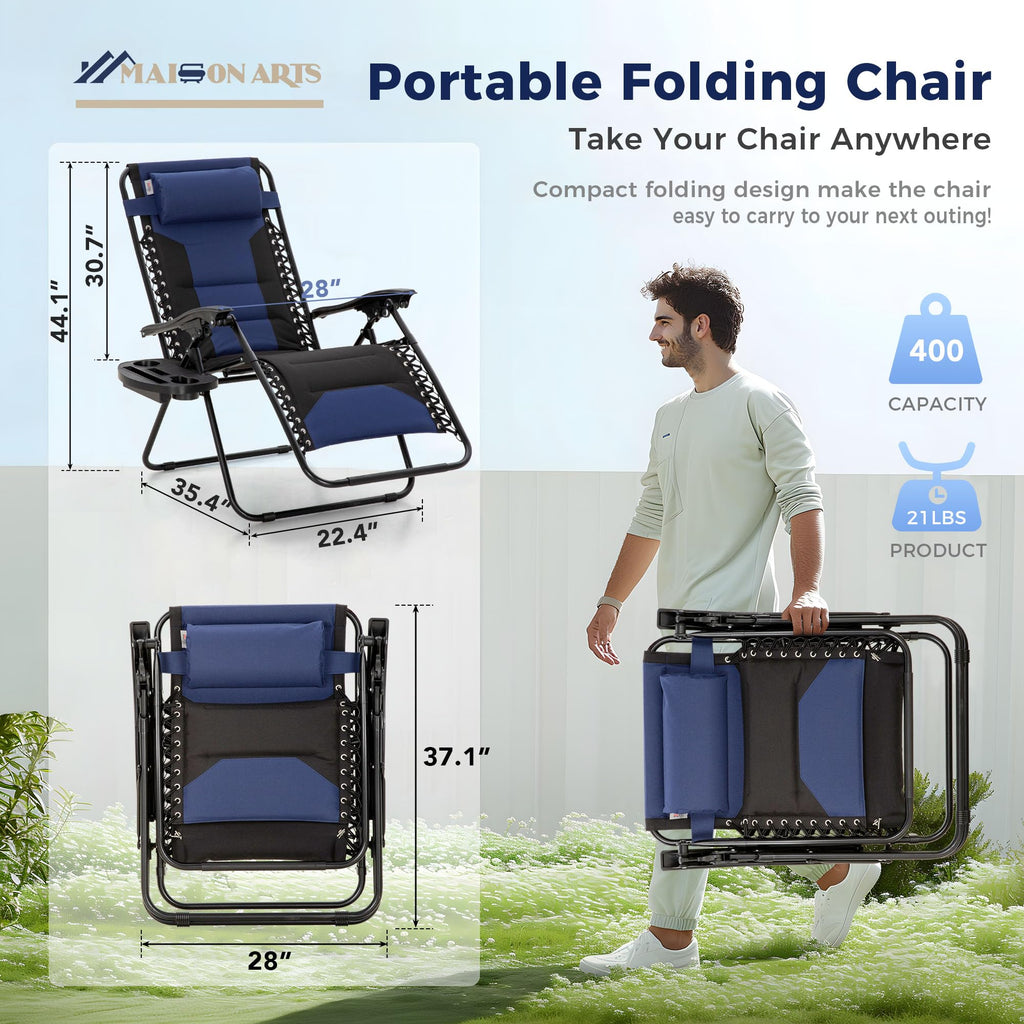 Foldable Zero Gravity Chair Set of 2 Blue X29869
