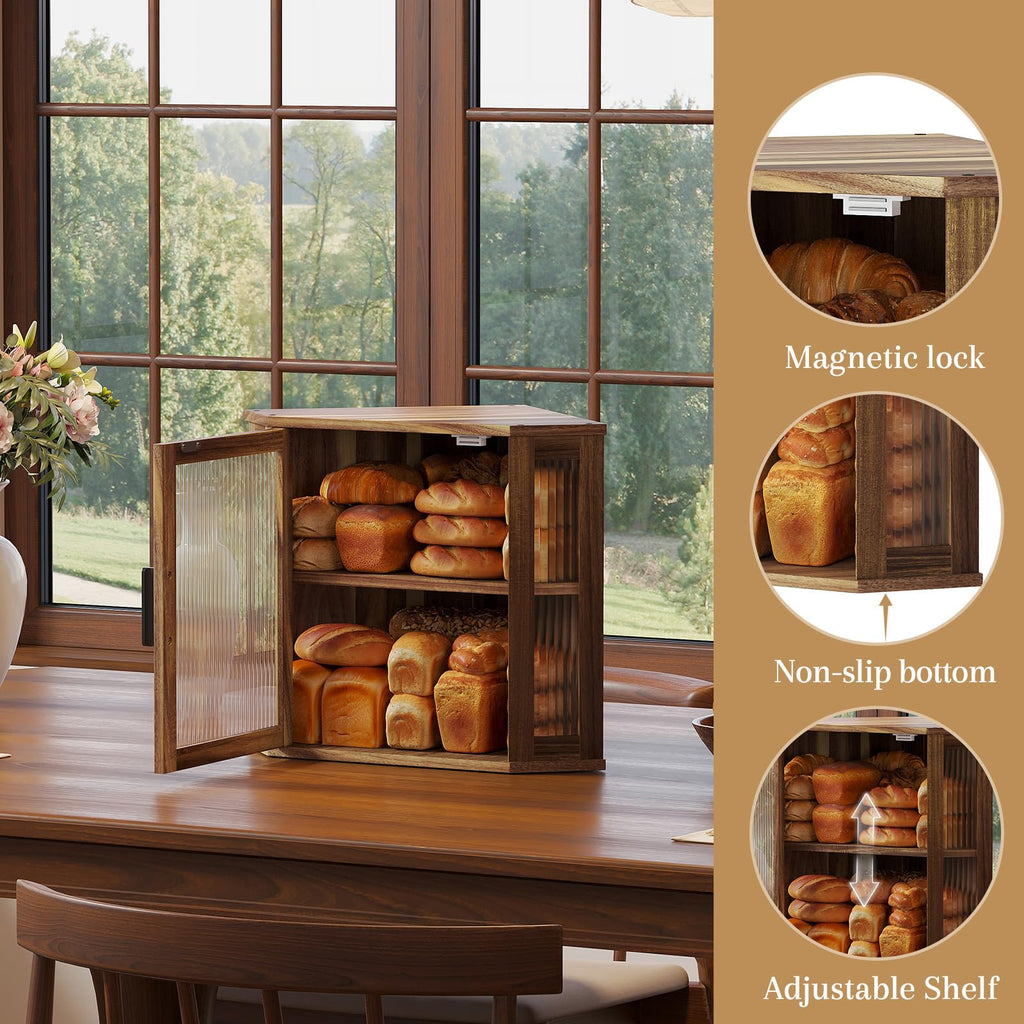 Acacia Wood Corner Bread Box T503260