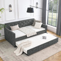 Grey Velvet Tufted Twin Size Daybed with Trundle D716470