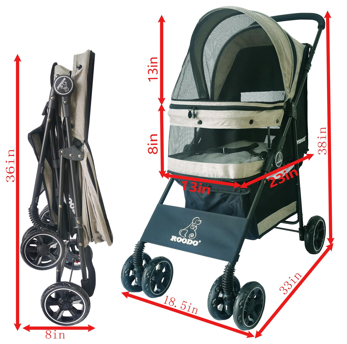 4 Wheel Lightweight Foldable Pet Stroller E4551