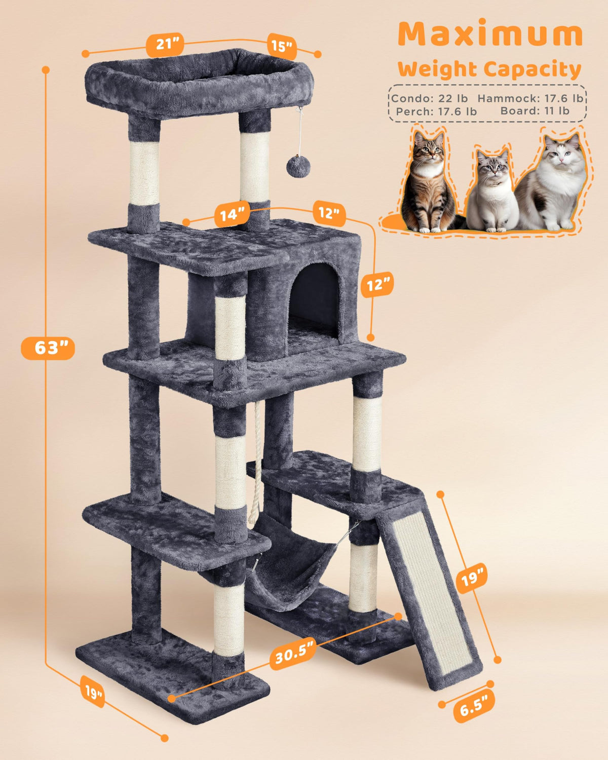 63in Large Cat Tree E445