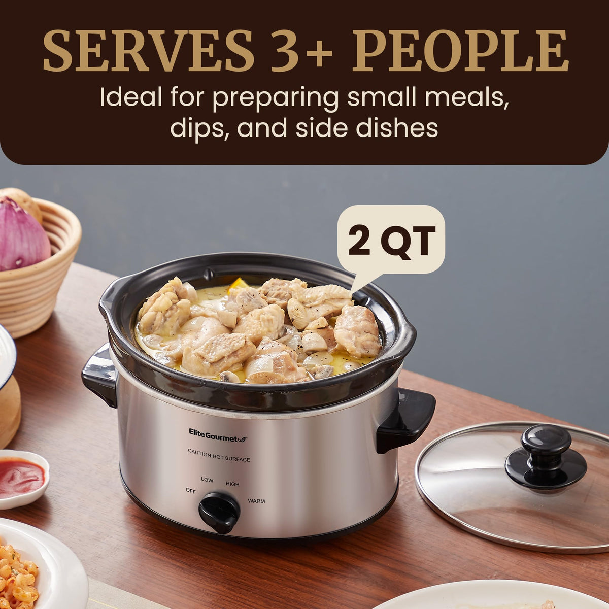 Electric Oval Slow Cooker, 2 Qt, Stainless Steel A2052