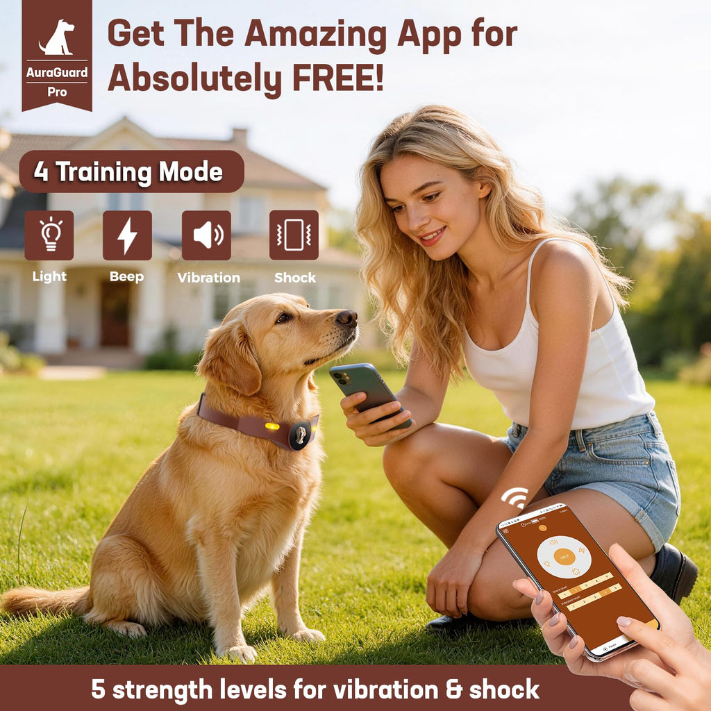 Wireless Dog Fence Collar, 64-3280ft Adjustable, Rechargeable IP7 Waterproof, Brown X158