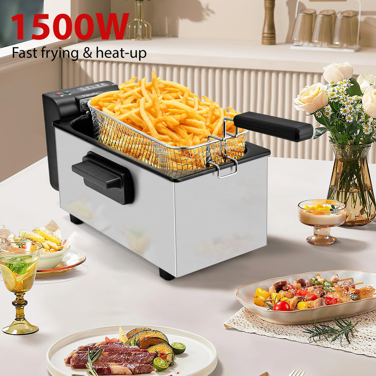 3L 1500W Deep Fryer with Adjustable Temperature H349