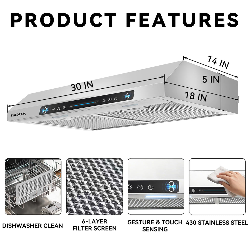 30 Inch 550 CFM Stainless Steel Under Cabinet Range Hood A660