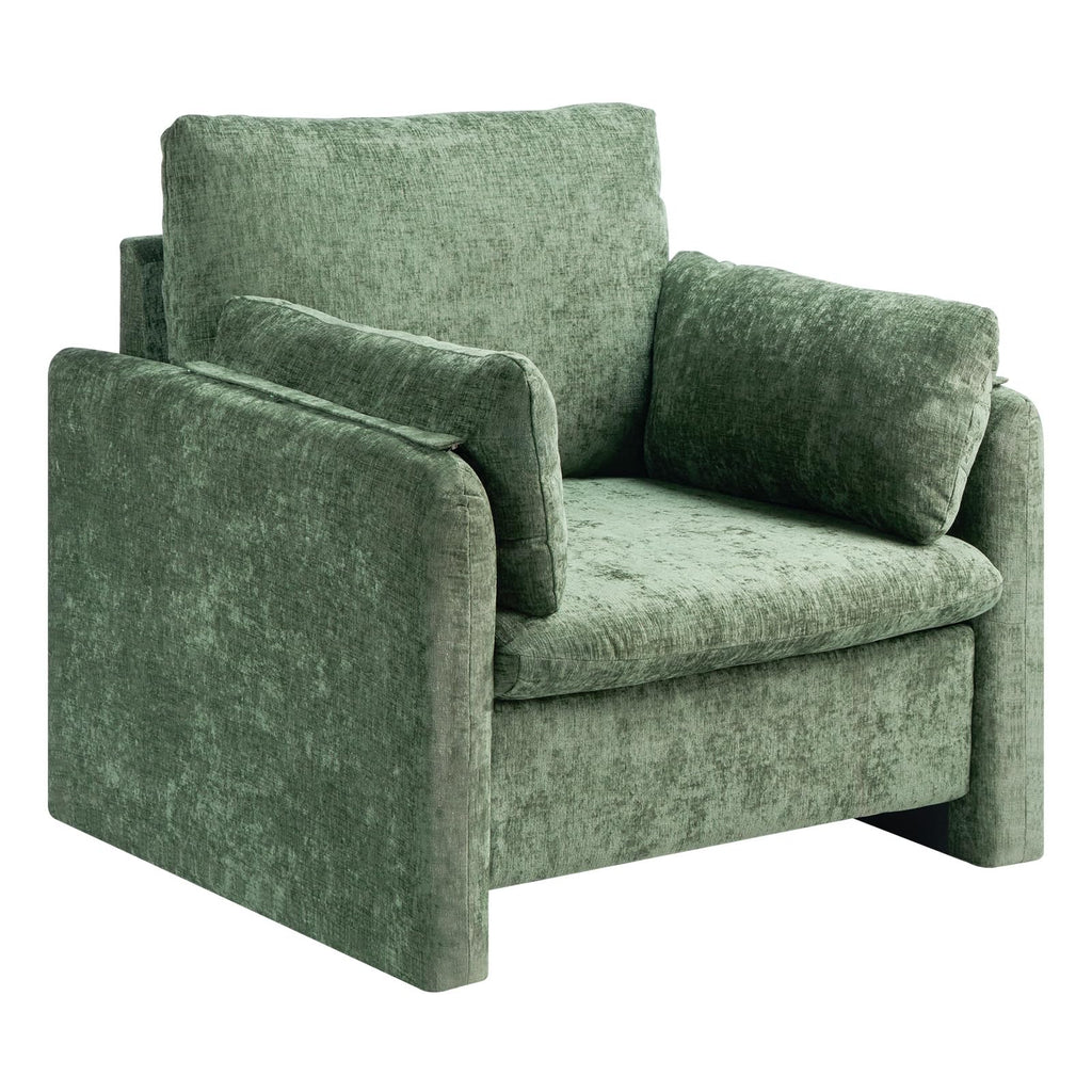 Oversized Green Accent Chair with Padded Arms P693
