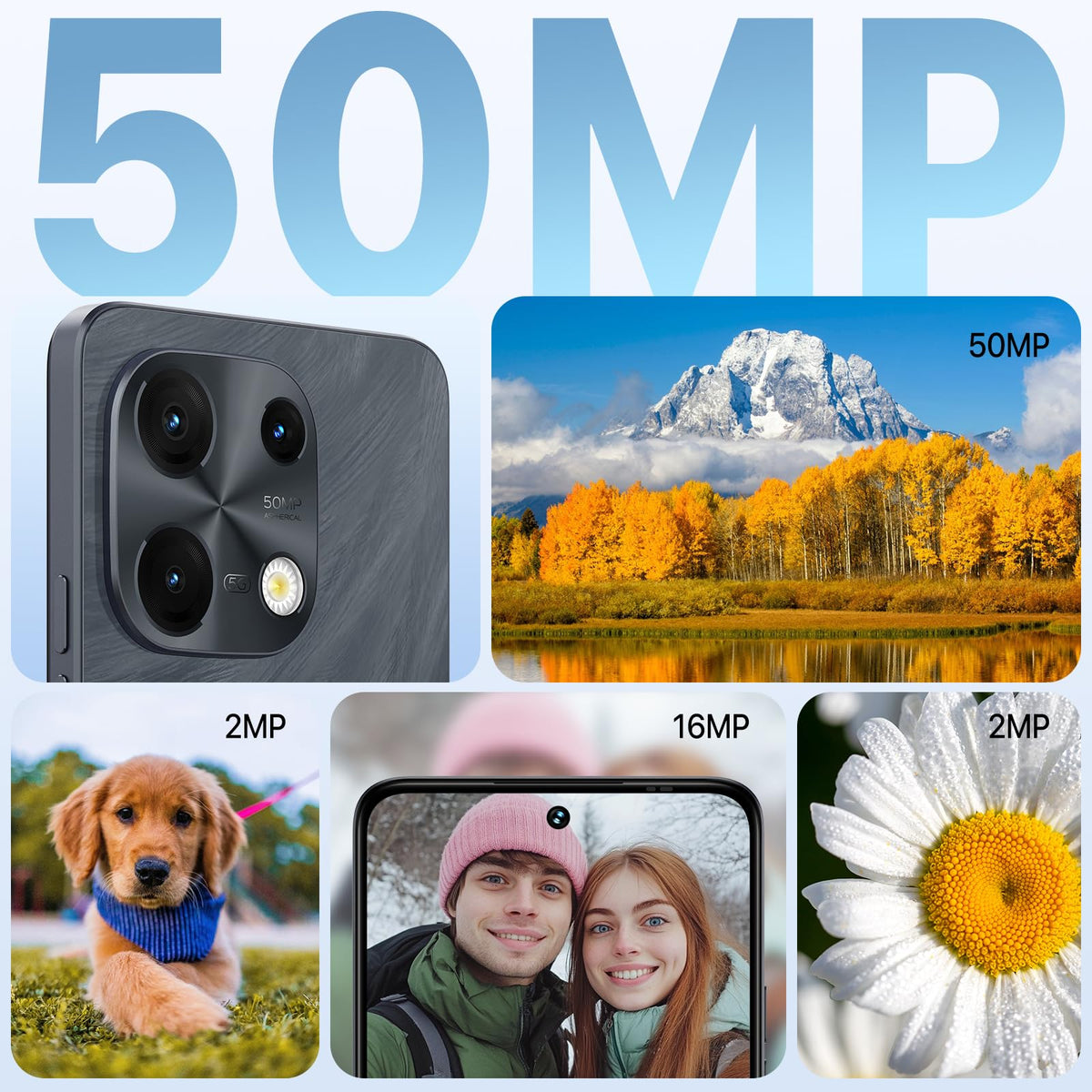 5G Dual SIM Unlocked Cell Phone, 6.8" HD+ 120Hz Display, 256GB, 50MP Camera, Black O325421