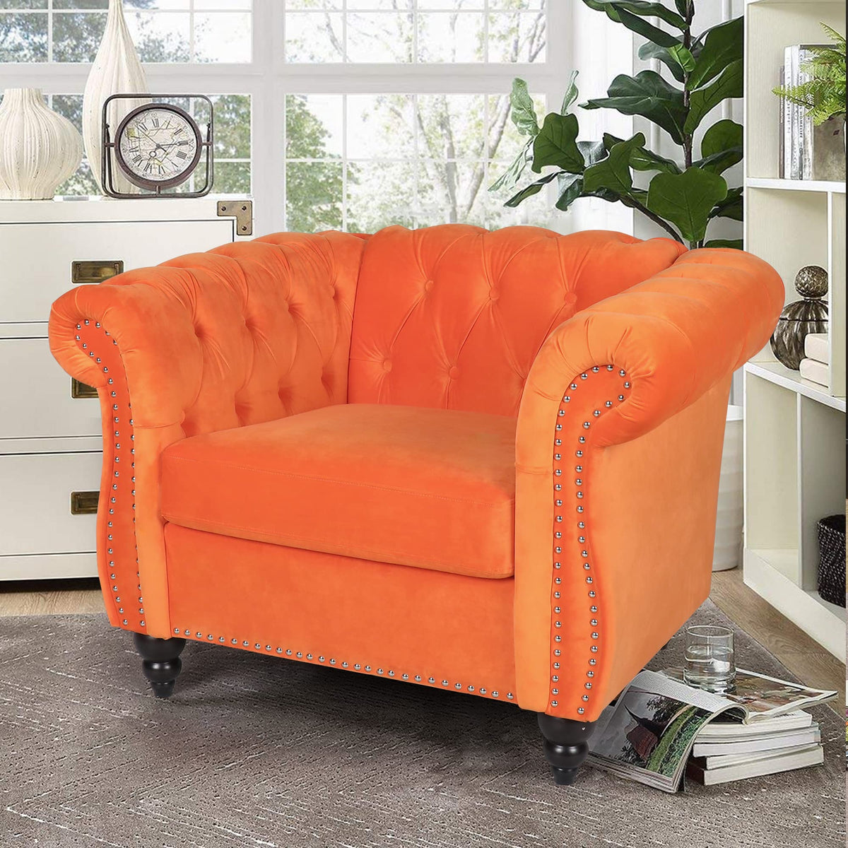 Orange Velvet Accent Chair H971872