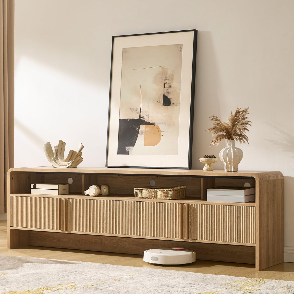 70" Fluted TV Stand with 2 Storage Cabinets C458