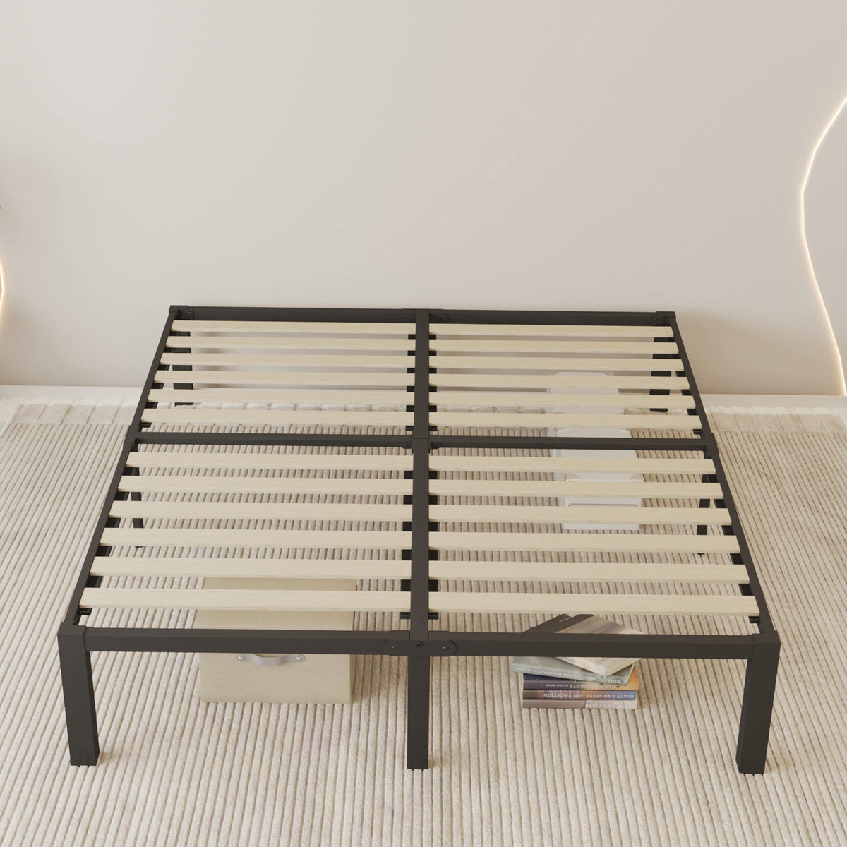 18 inch Queen Size Heavy Duty Platform Bed Frame with Wood Slats C924214