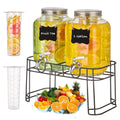 1 Gallon Glass Drink Dispenser with Stand, 2 Pack H386218