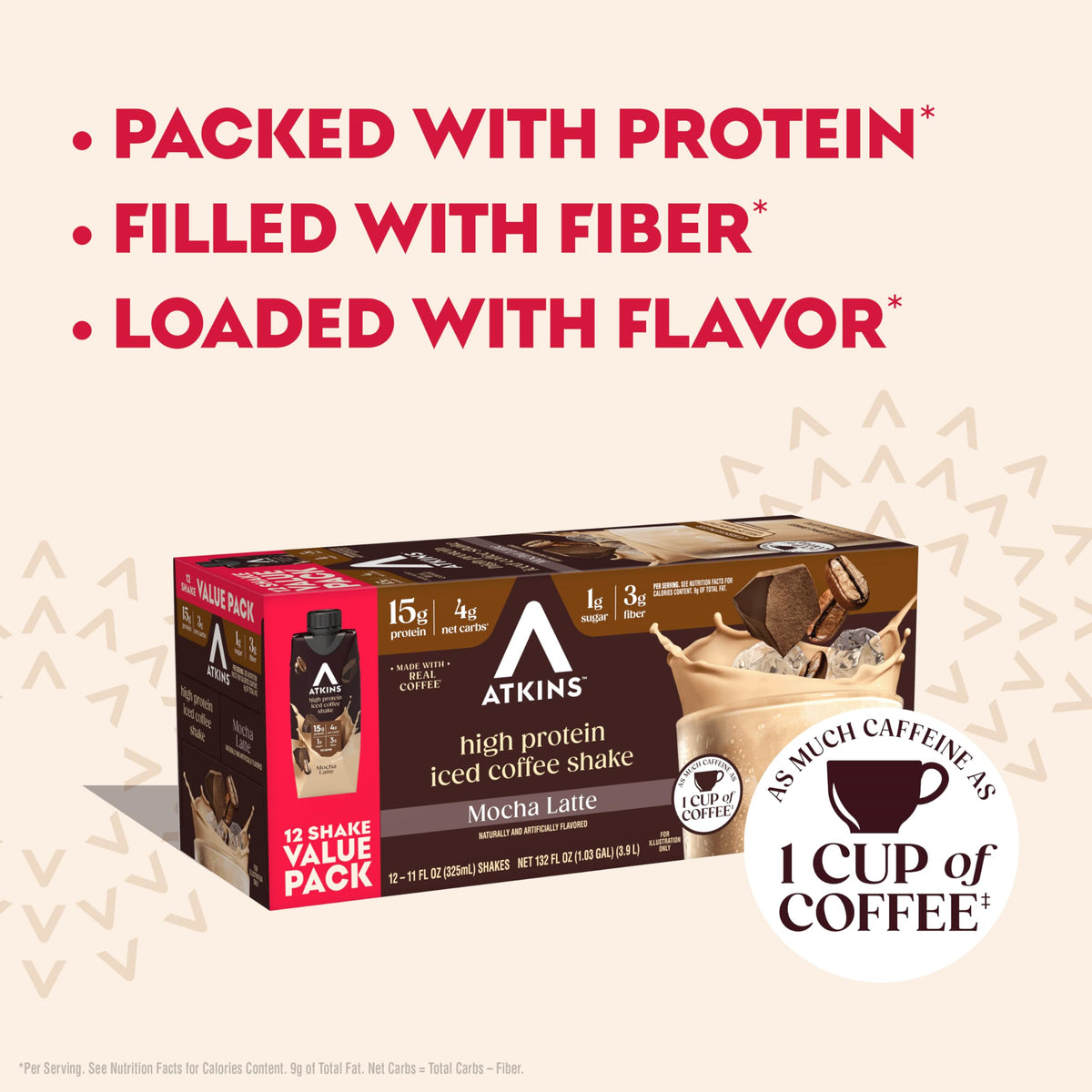 High Protein Mocha Latte Iced Coffee Shake, 12 Count A87536