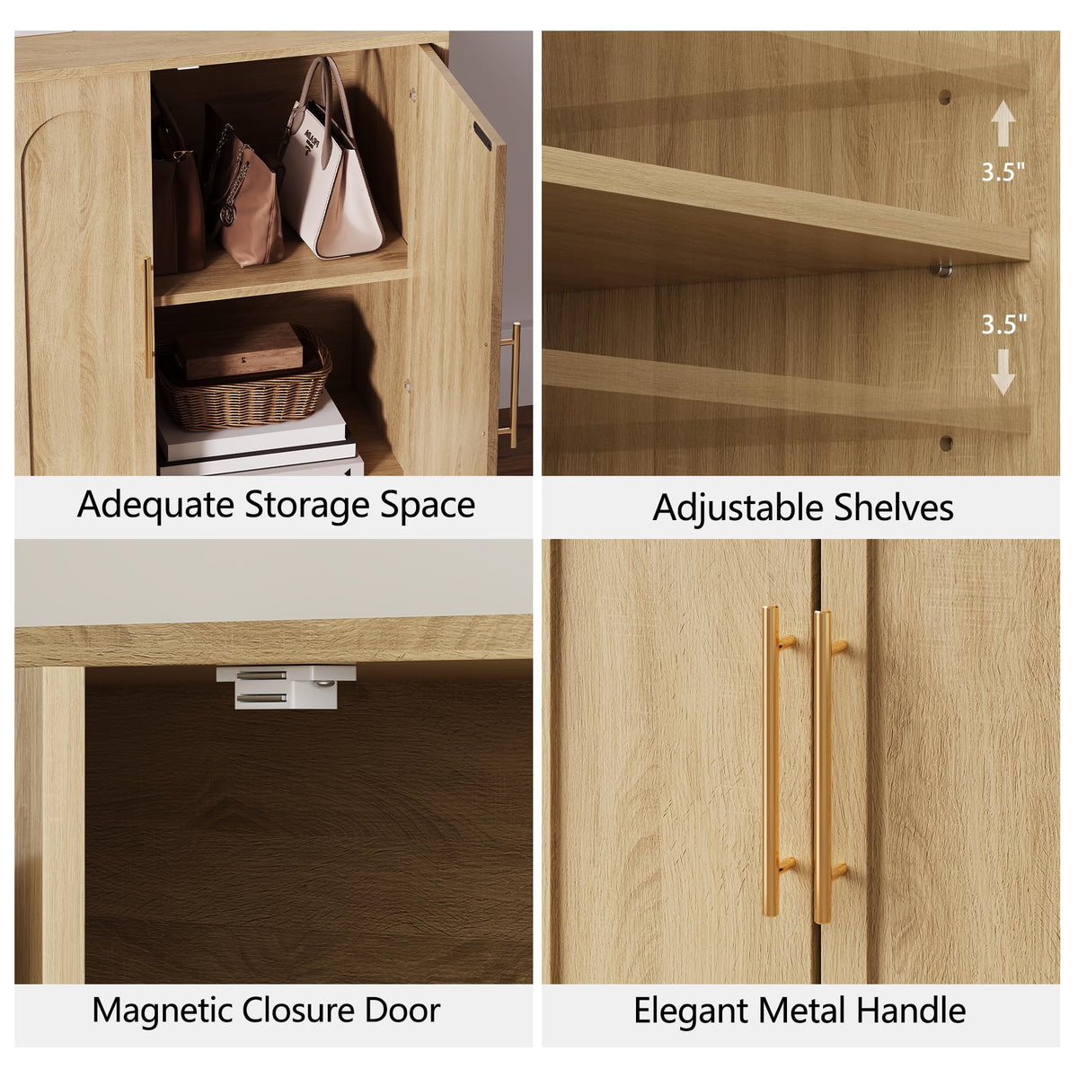 31.5" Oak Sideboard Buffet Cabinet with Storage C523