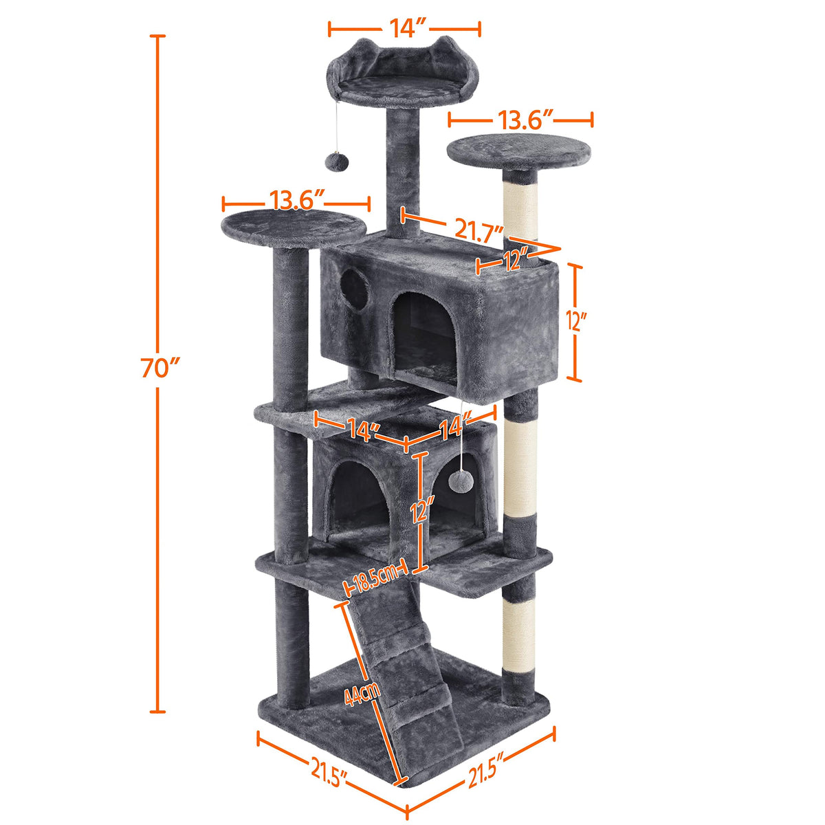 70in Cat Tree with Sisal Scratching Post B21989