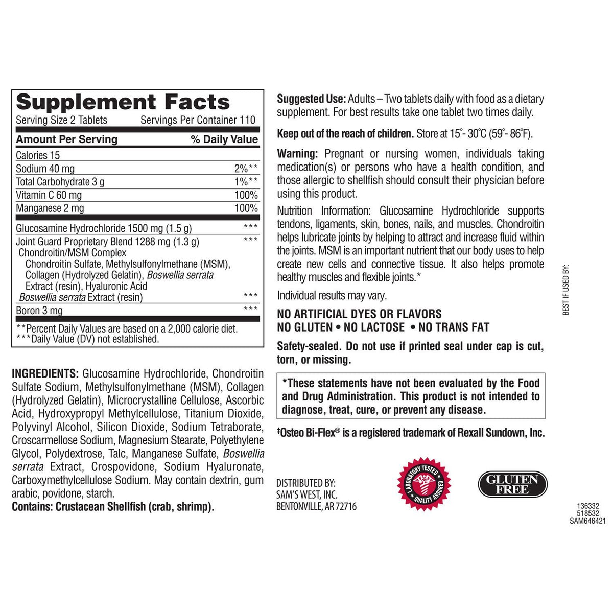 Triple Strength Glucosamine Chondroitin MSM 220 Count B695499