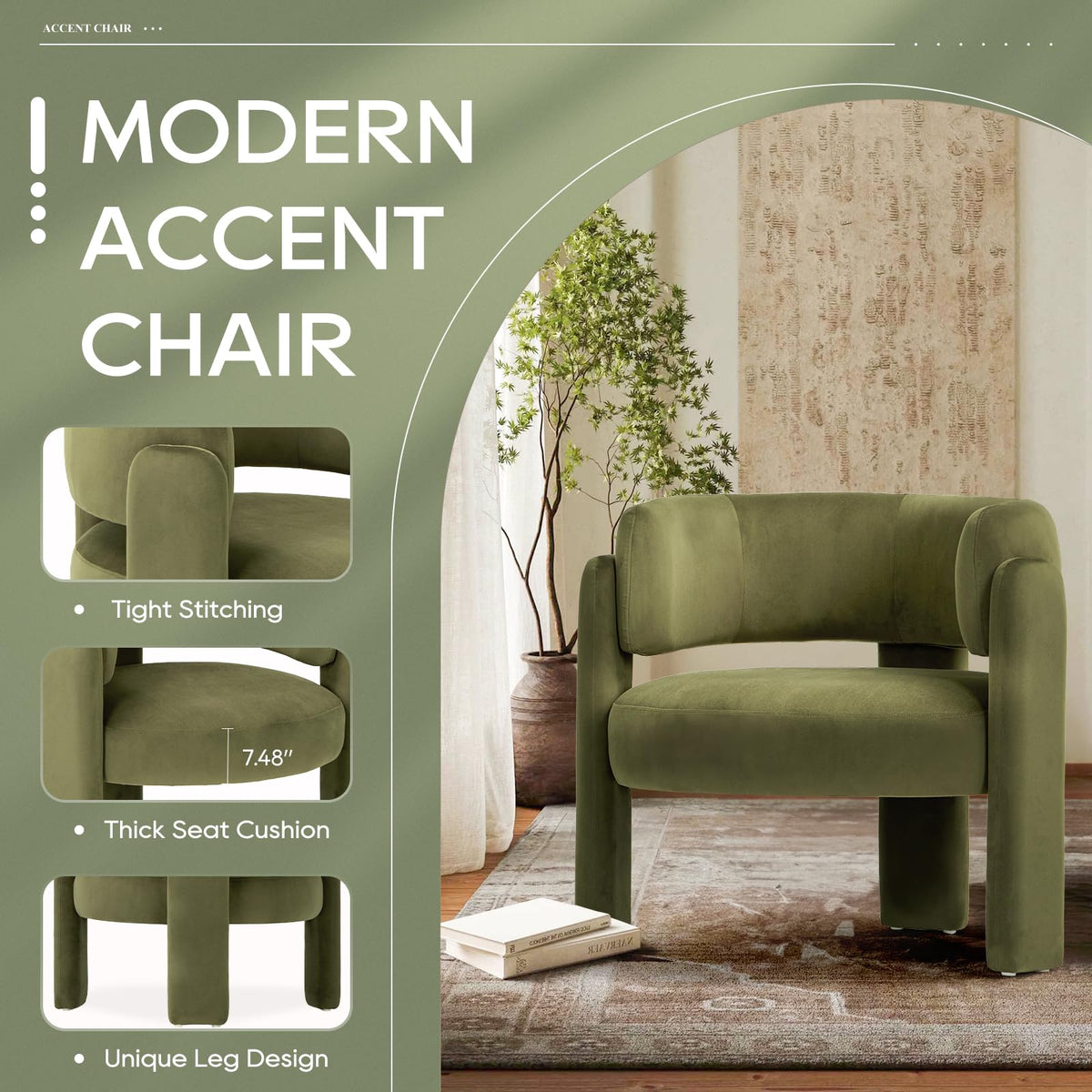 Velvet Accent Chair Set of 2 Green R358116