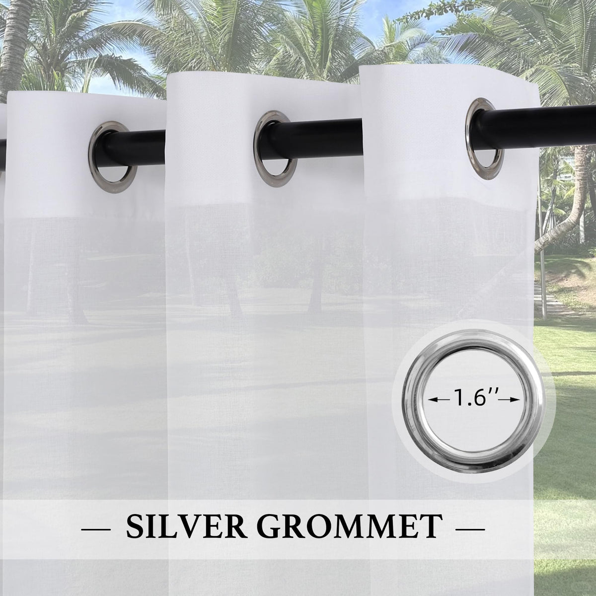 Waterproof Semi-Sheer Outdoor Curtains A498