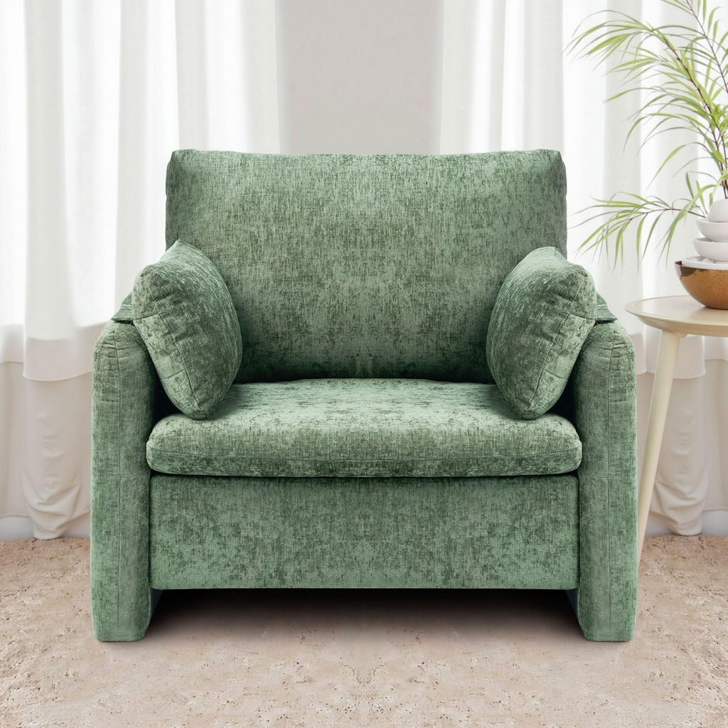 Oversized Green Accent Chair with Padded Arms P693