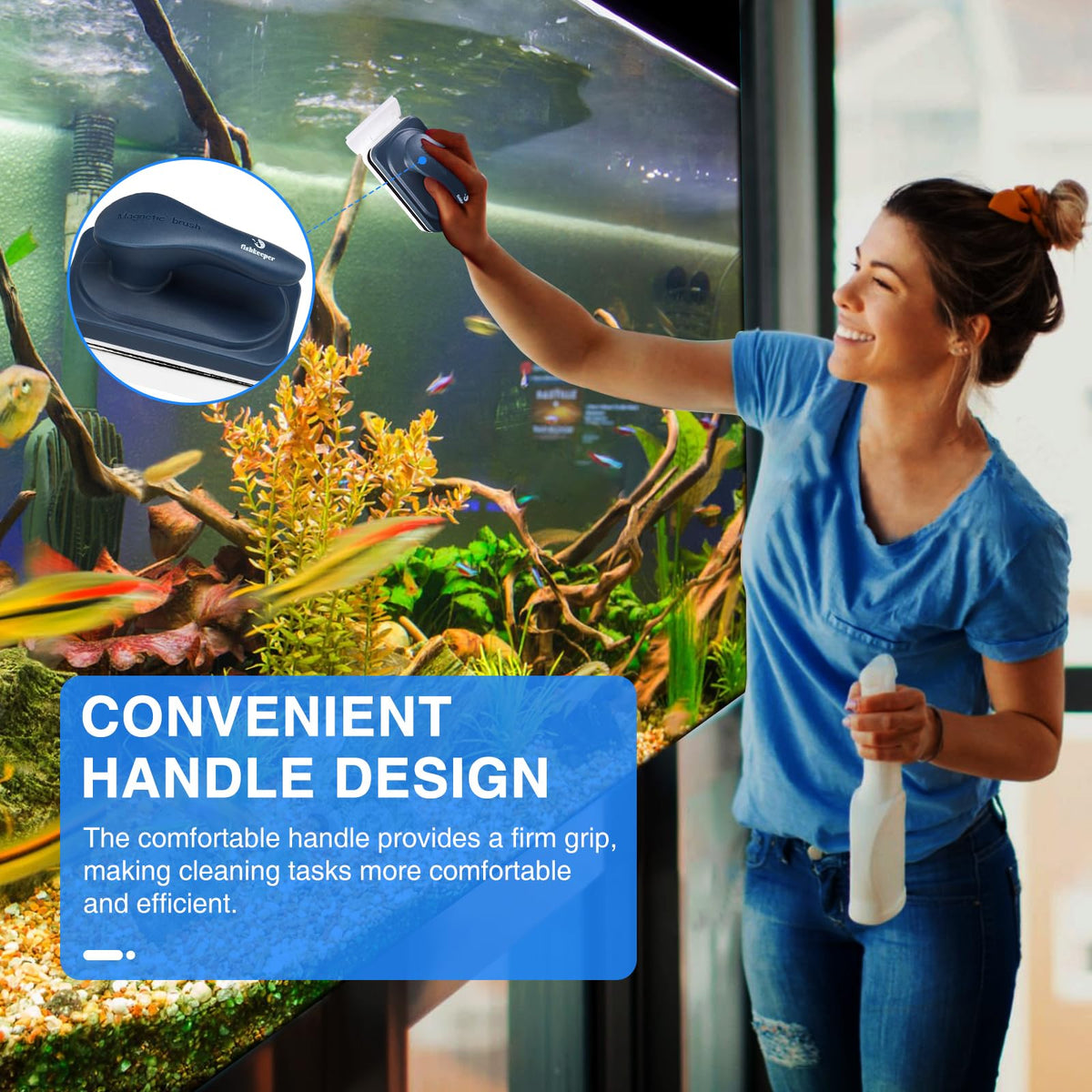 Aquarium Air Pump and Magnetic Glass Cleaner W44140