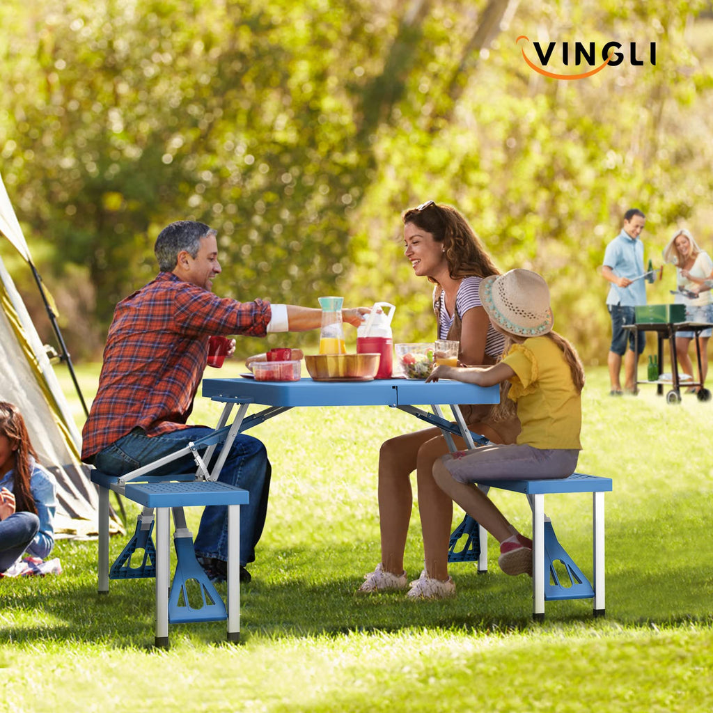 4 Ft Folding Picnic Table Set with 4 Seats W5378