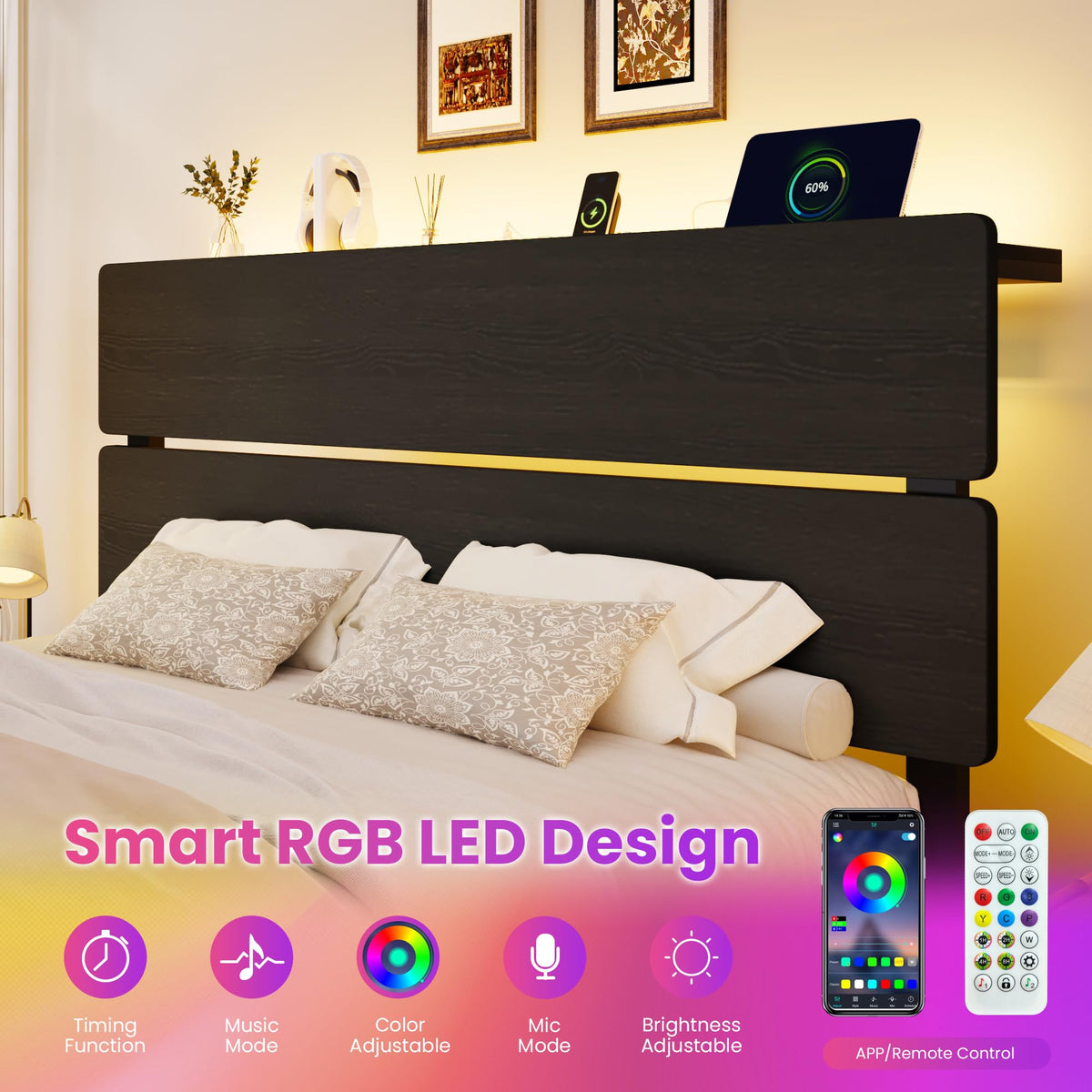Full Size Bed Frame with Charging Station A223201