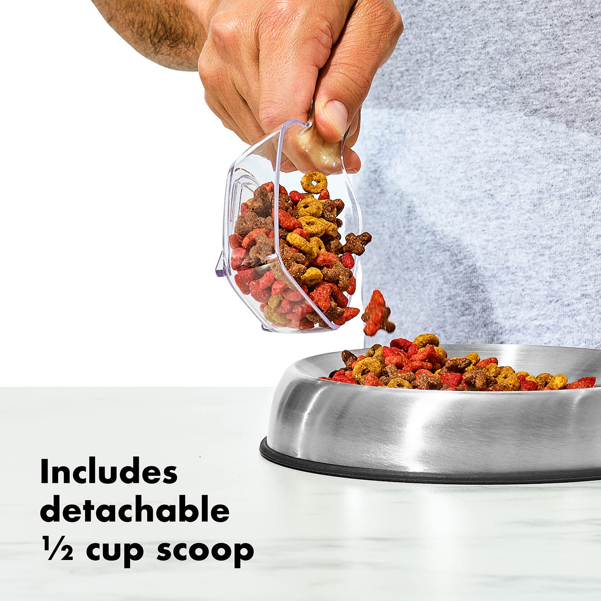 6.0 Qt Airtight BPA Free Clear Pet Food Storage Container with Half Scoop W6450