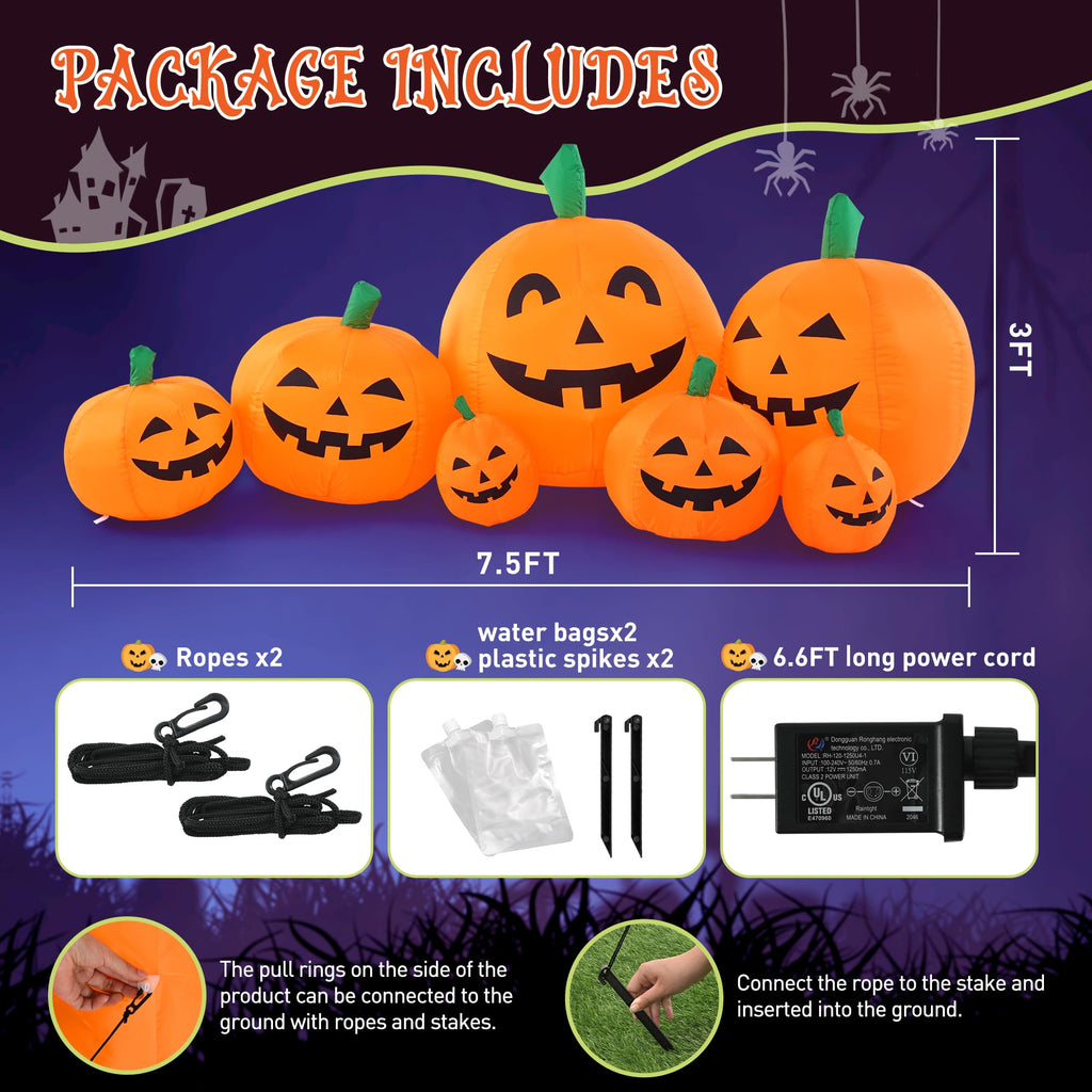 7.5FT Halloween Inflatables Outdoor Decorations Pumpkin H62922
