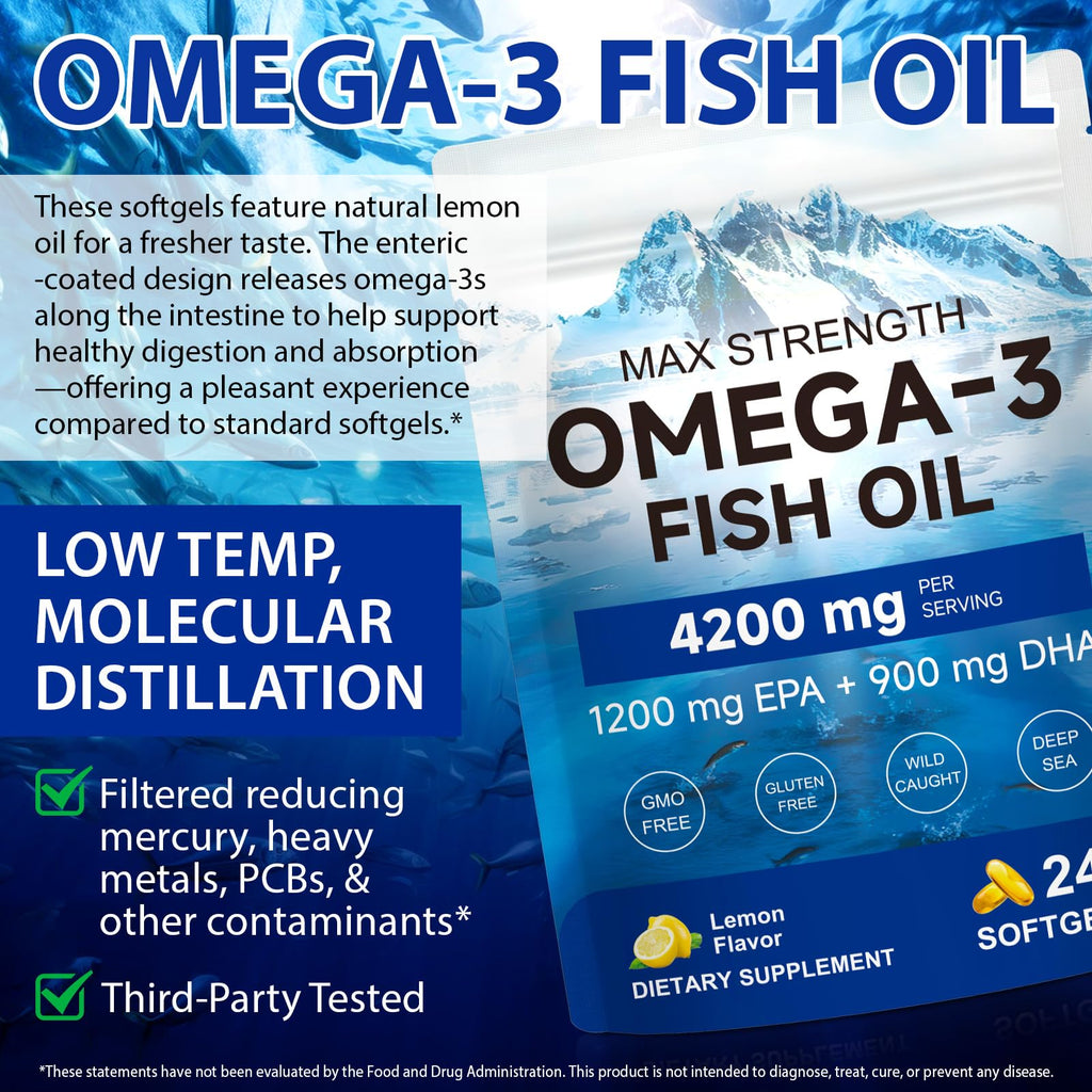 Omega 3 Fish Oil Softgels 4200mg 240 Softgels F648430