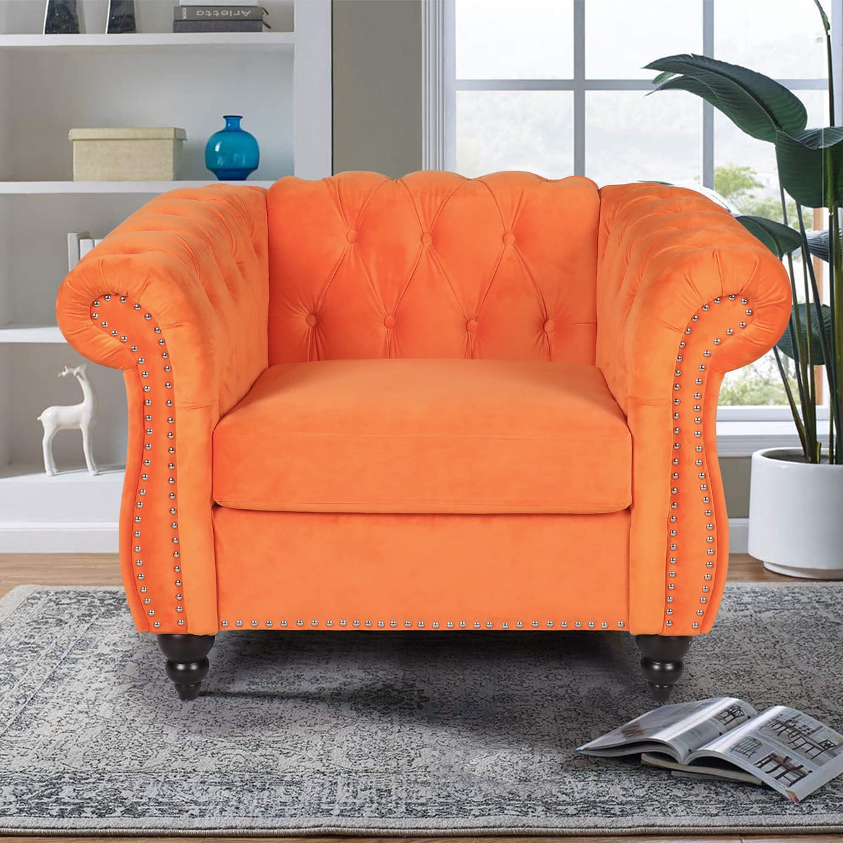 Orange Velvet Accent Chair H971872