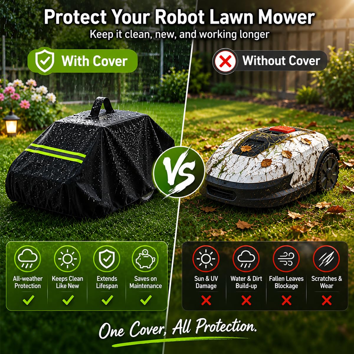 Robot Lawn Mower Cover 600D Oxford Fabric with Reflective Strip Orange L3109