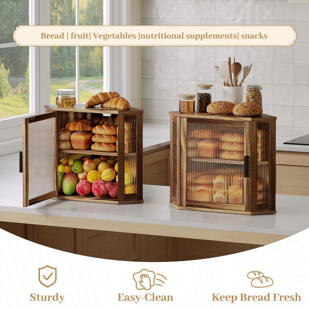 Acacia Wood Corner Bread Box T503260