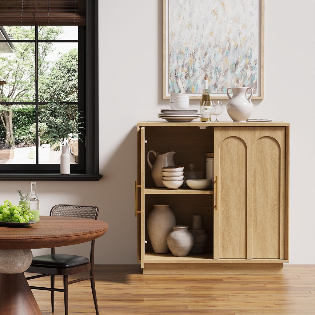 31.5" Oak Sideboard Buffet Cabinet with Storage C523