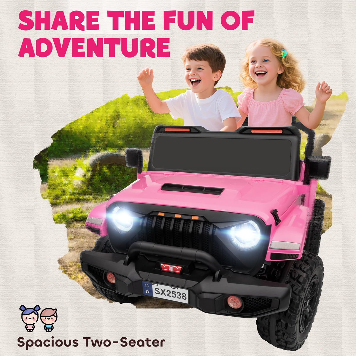 24V 2-Seater Kids Ride on Truck Car Pink M3230