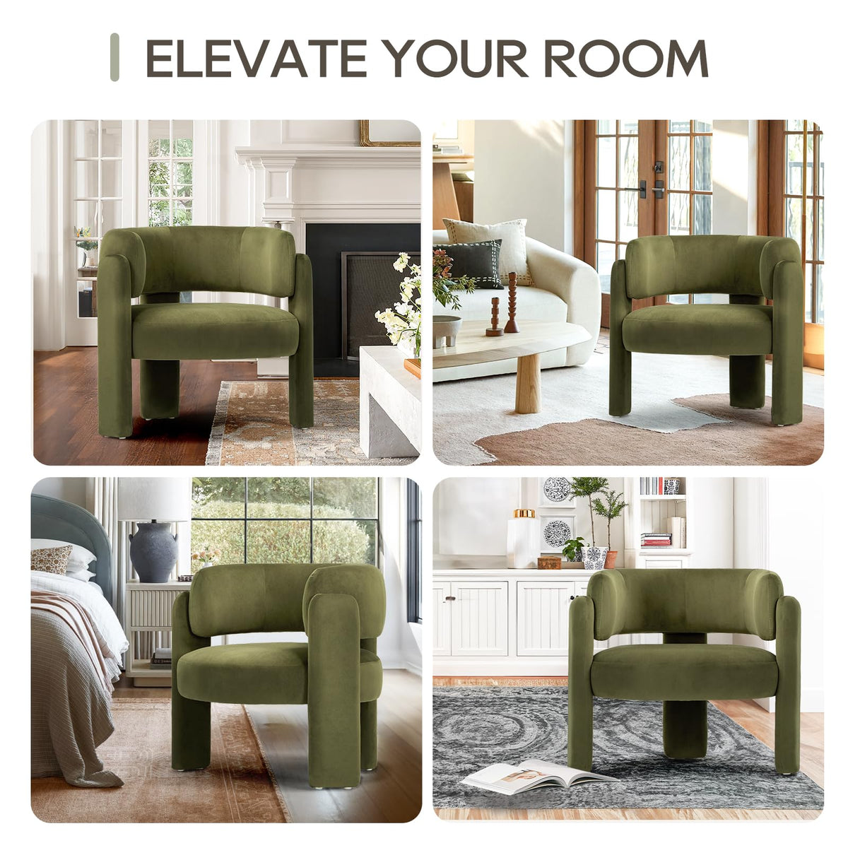 Velvet Accent Chair Set of 2 Green R358116