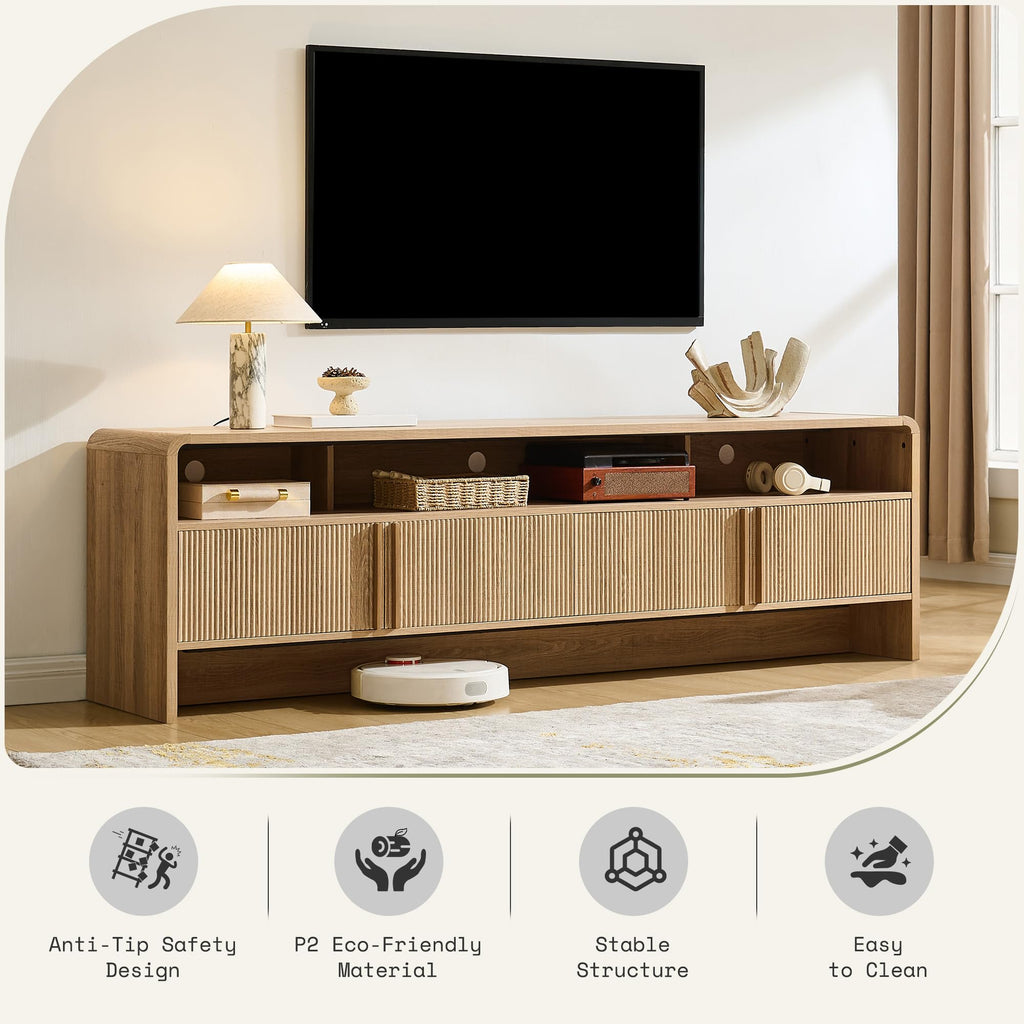 70" Fluted TV Stand with 2 Storage Cabinets C458