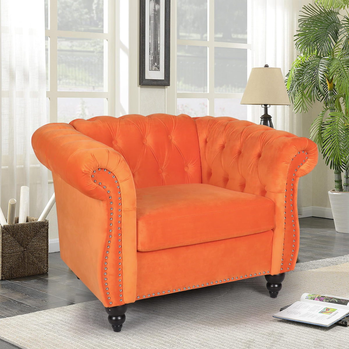 Orange Velvet Accent Chair H971872