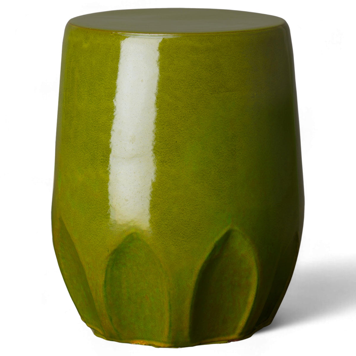 Glossy Glaze Green Round Stoneware Garden Stool F283