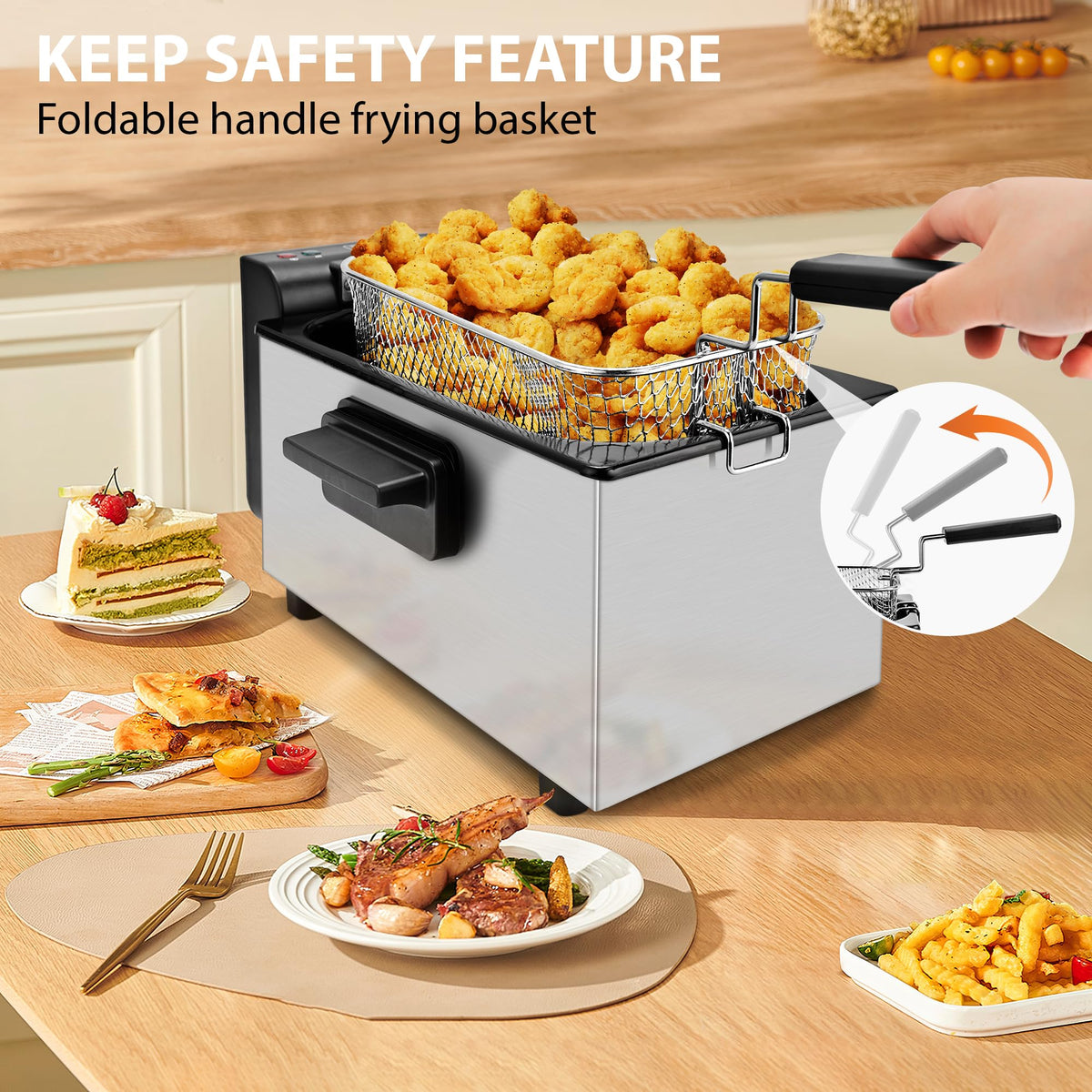 3L 1500W Deep Fryer with Adjustable Temperature H349