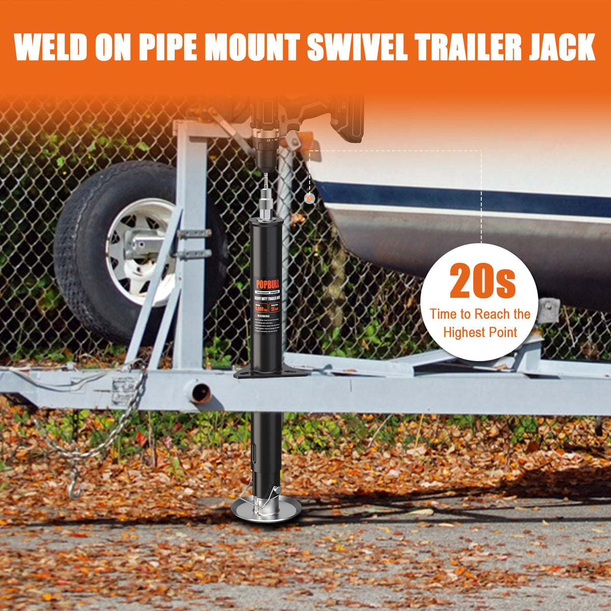 5000lbs A-Frame Trailer Jack 30" Lift Adjustable Drop Leg A25204